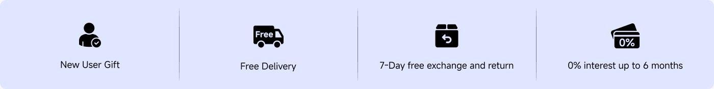 New user gifts, free delivery, seven days of free exchange and return, zero interest within six months.