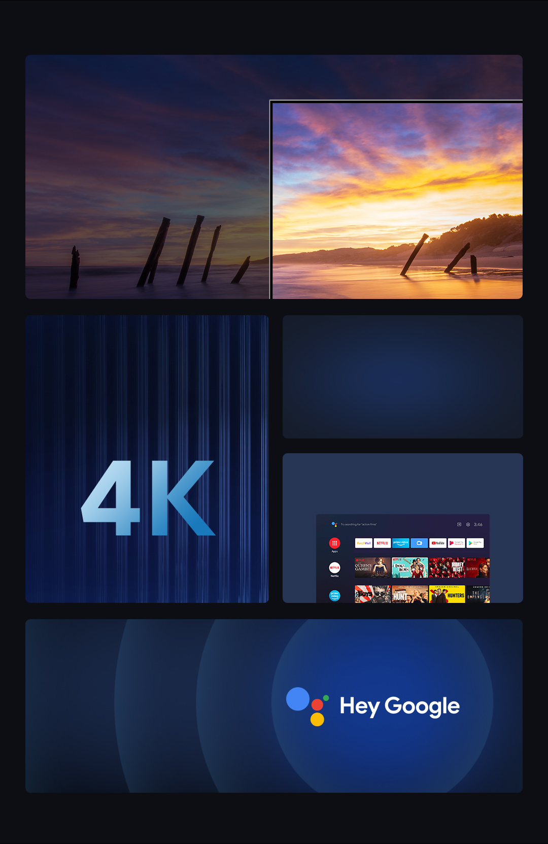 Xiaomi QLED Smart TV Q1E 55 Pulgadas (Frameless, Metal design, UHD,Dolby  vision, HDR 10+, Android 10.0, Netflix, Chromecast integrado y compatible  con Alexa, bluetooth, HDMI 2.1, USB) [Model 2021] : : Electrónica