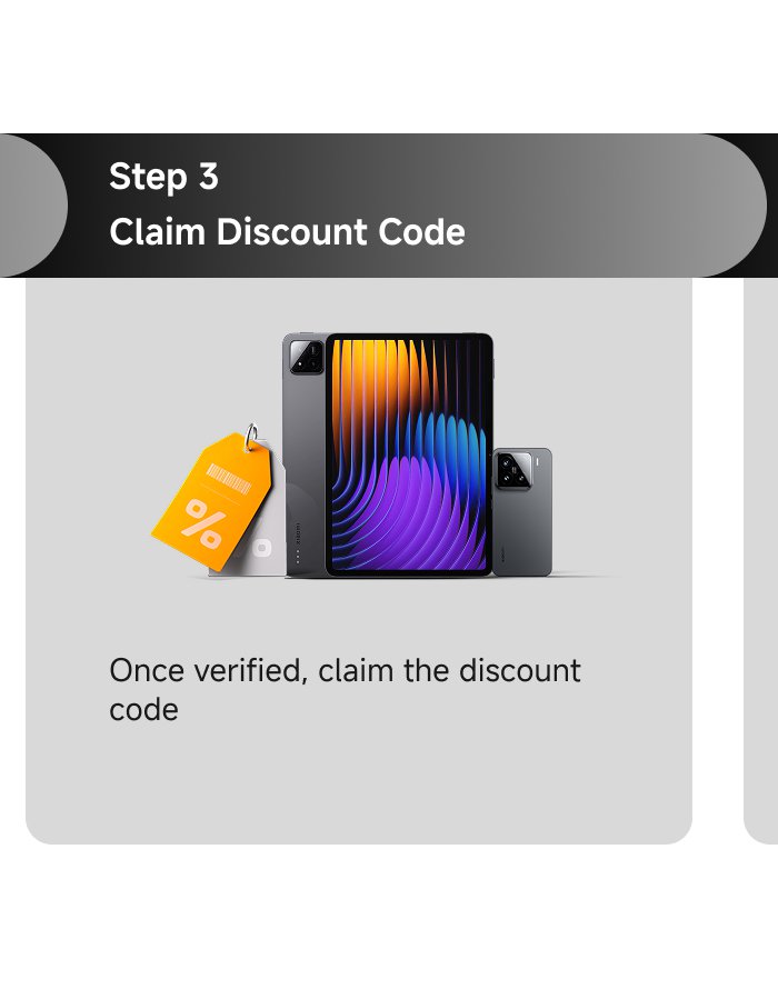 Step 3: Claim Discount Code

Once verified, claim the discount code. The image features electronic devices, including a tablet and smartphones, alongside a discount tag.