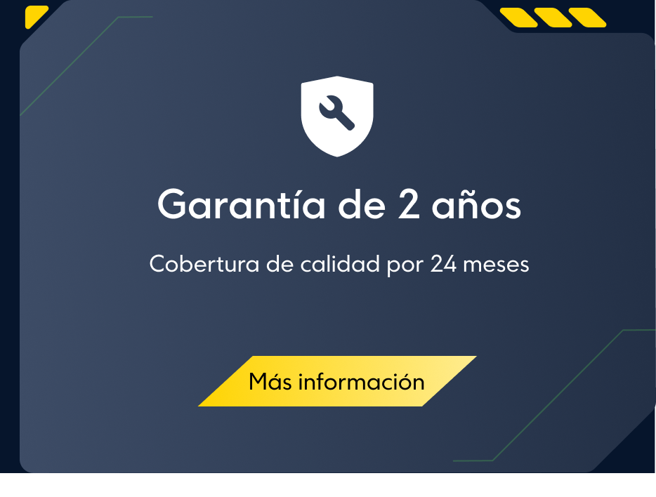 Garantía de 2 años, cobertura de calidad por 24 meses, más información.