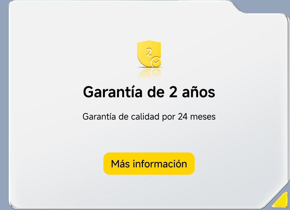 Garantía de 2 años, con garantía de calidad por 24 meses. Botón para más información.