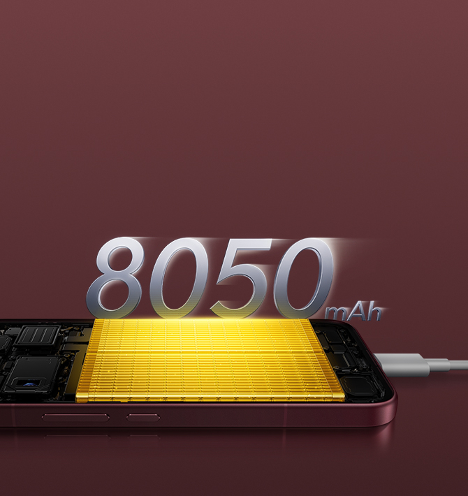8050mAh yüksek kapasiteli batarya