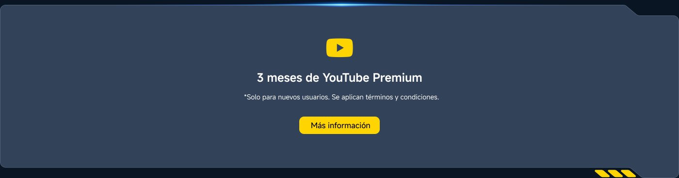 3 meses de YouTube Premium. *Solo para nuevos usuarios. Se aplican términos y condiciones. Más información.