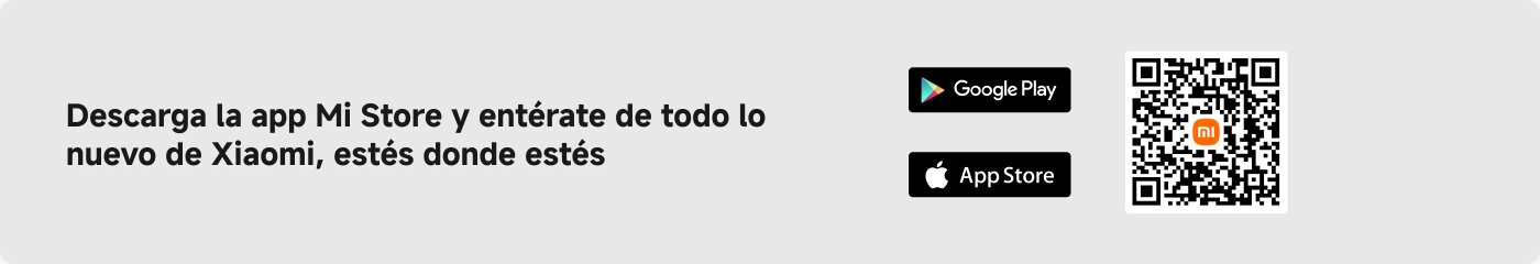 Descarga la app Mi Store y entérate de todo lo nuevo de Xiaomi, estés donde estés. Incluye un código QR y opciones para descargar en Google Play y App Store.