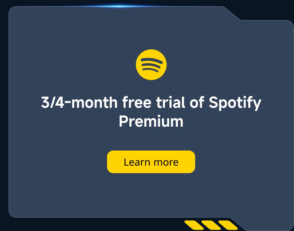 3/4个月的Spotify Premium免费试用。了解更多。