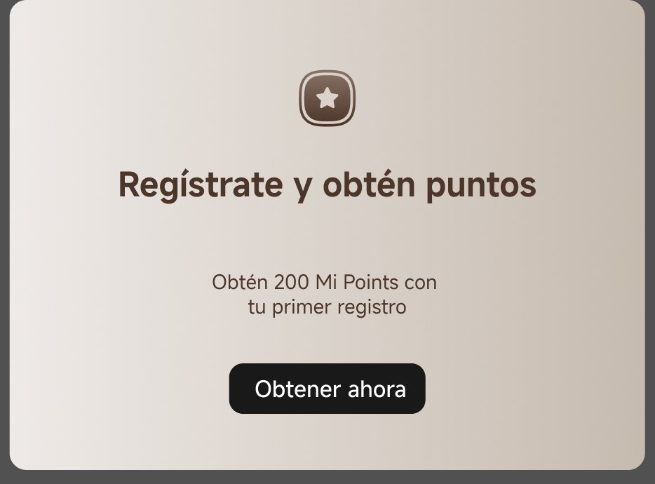 Regístrate y obtén puntos. Obtén 200 Mi Points con tu primer registro. Botón: Obtener ahora.