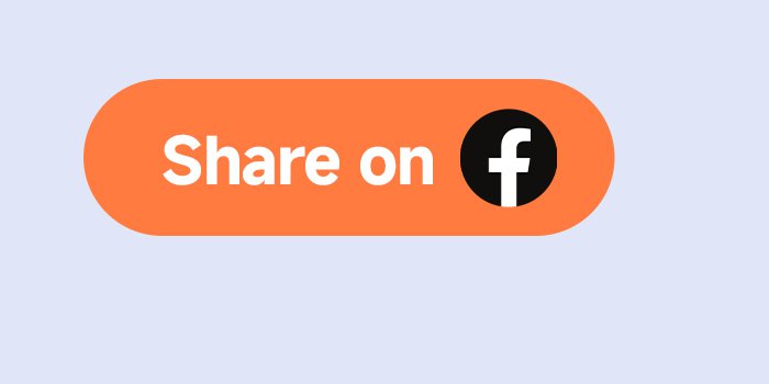 A rounded orange button with the text "Share On" on it, next to a Facebook icon. The background is light purple.