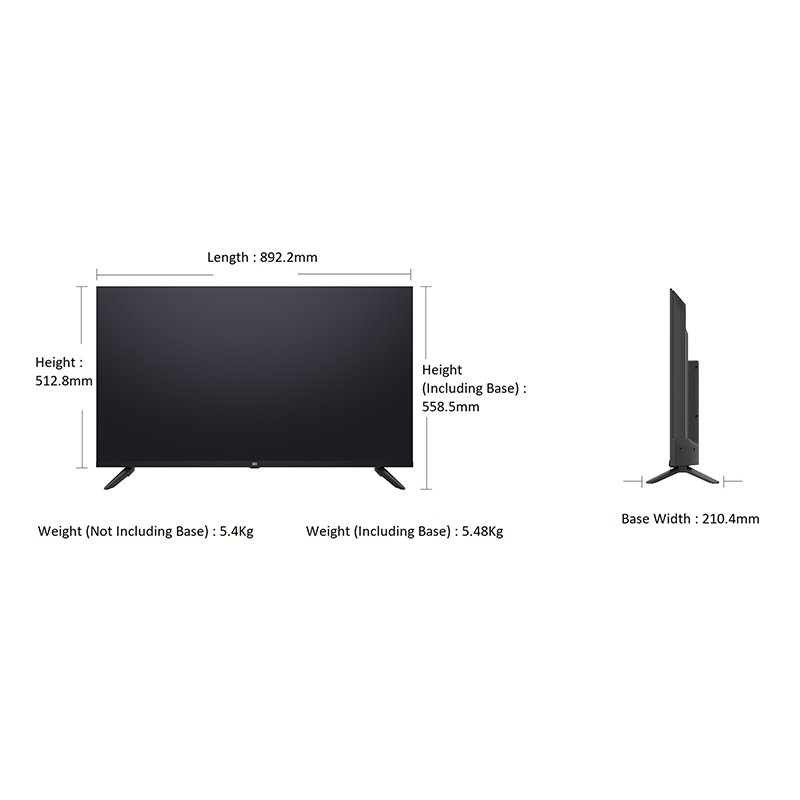 width of 40 inch tv