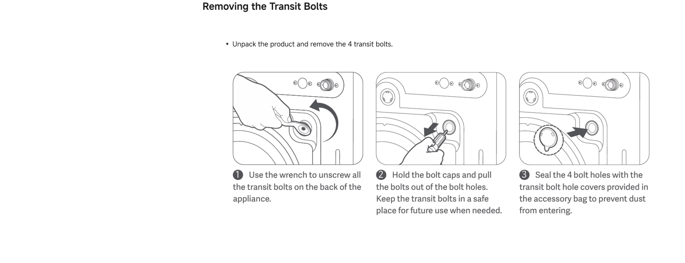 Washing Machine Installation Instructions

**Installation Environment**

**Installation Size Requirements**
- Maintain >15mm space on left and right, >20mm on top, and >30mm at the back.
- Ensure adequate space for power supply, water inlet, and floor drain.
- Measure door frame size to ensure the washing machine fits.
- Best to install in a dry location, avoiding direct sunlight; ambient temperature should be 0°C-40°C.
- Do not place on uneven surfaces to prevent vibration displacement.
- Install on flat, hard ground and level the machine; avoid moving once leveled.

**Safe Use of Electricity**
- Avoid using multi-purpose sockets without independent switches.
- Ensure the power supply is grounded and can handle at least 10A.