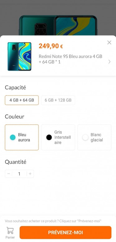 avatar.png Le Redmi Note 9S fait référencer sur le Mi Store Français