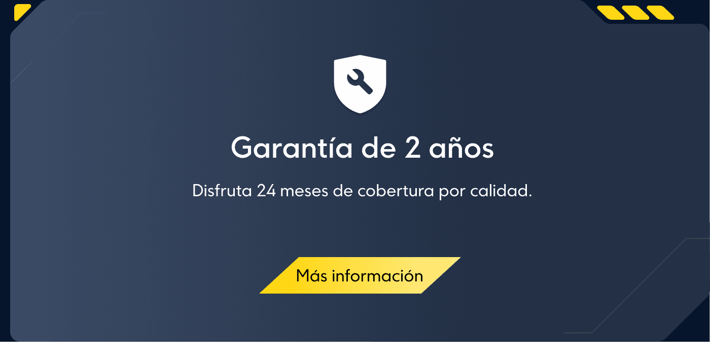 Garantía de 2 años, disfruta 24 meses de cobertura por calidad. Más información.