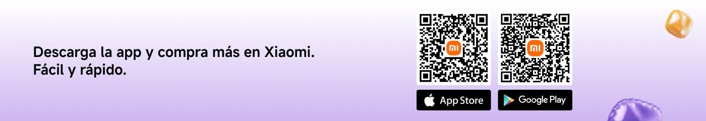 Descarga la app y compra más en Xiaomi. Fácil y rápido. Contiene código QR y enlace de descarga.
