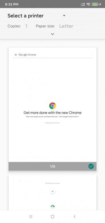 print option missing in chrome android