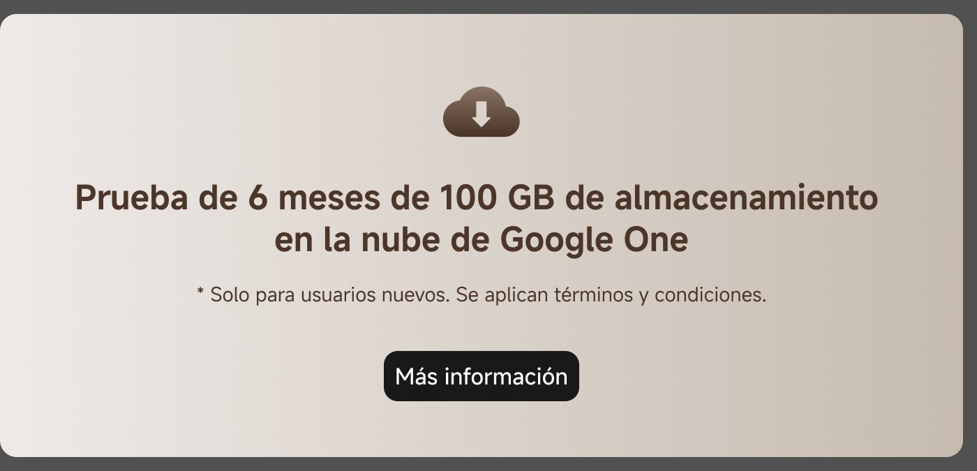 Prueba de 6 meses de 100 GB de almacenamiento en la nube de Google One. Solo para usuarios nuevos. Se aplican términos y condiciones. Más información.