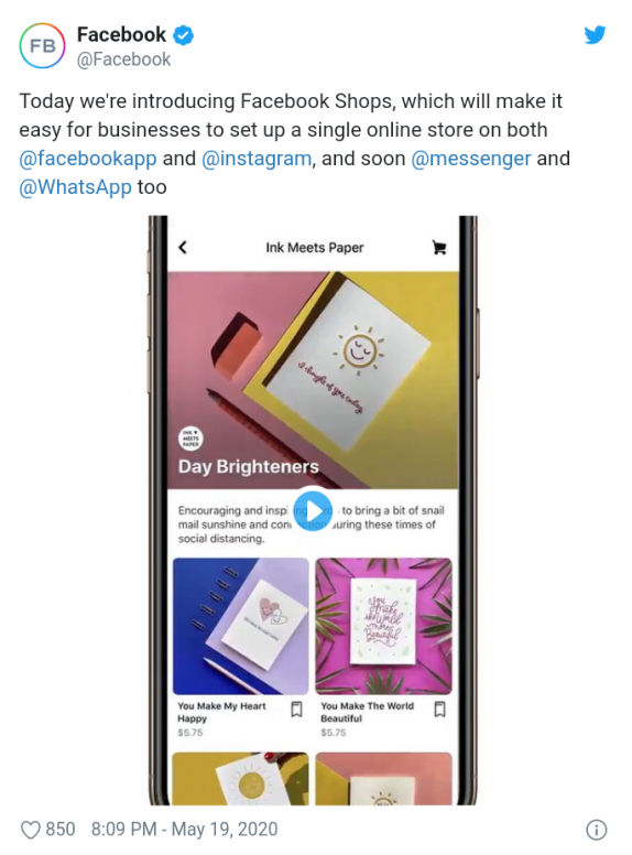 Facebook Shops Launching Today Will Eventually Work Across Instagram Messenger Whatsapp Tech Mi Community Xiaomi
