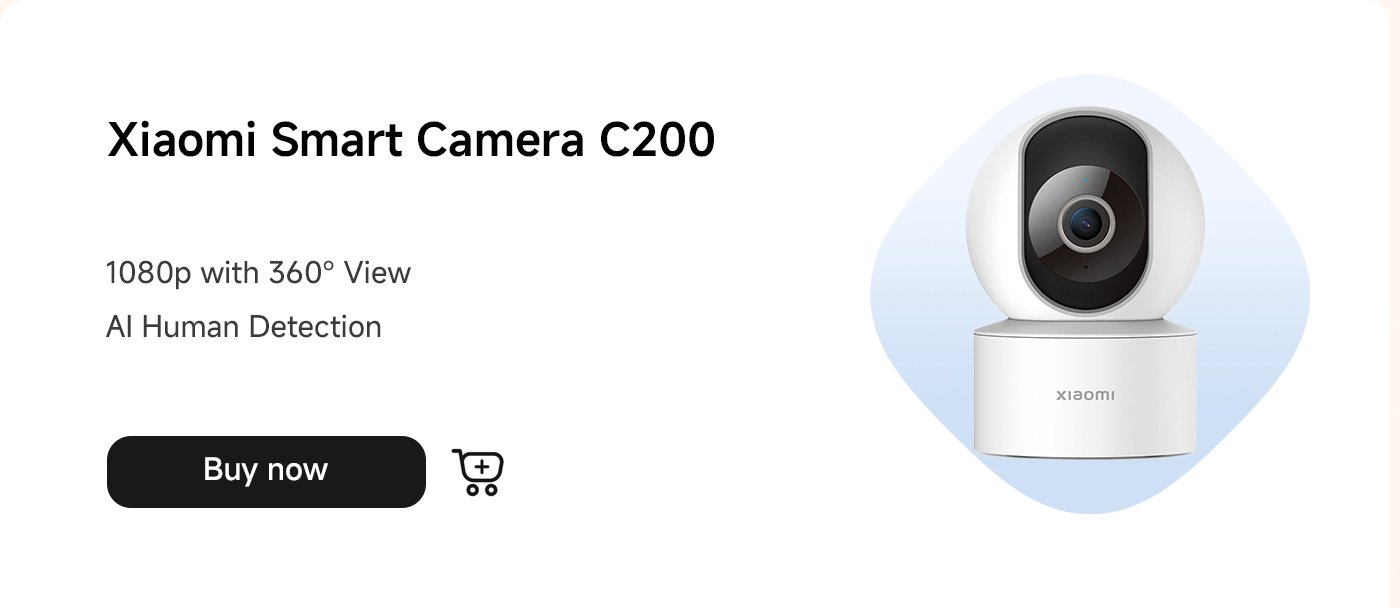 كاميرا شاومي الذكية C200، بدقة 1080 بكسل وزاوية رؤية 360 درجة، مزودة بميزة التعرف على الوجوه بالذكاء الاصطناعي، انقر على "اشترِ الآن" للحصول على مزيد من المعلومات.