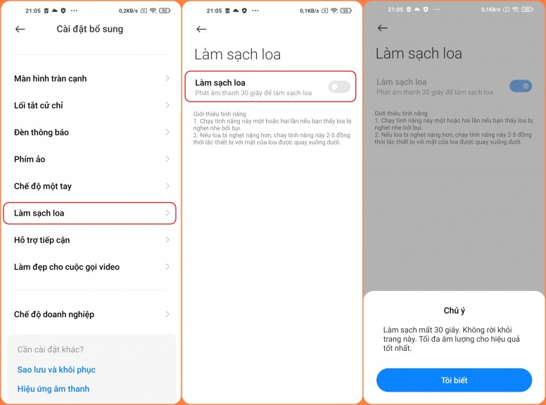 Kích hoạt tính năng tự động làm sạch loa trên điện thoại Xiaomi