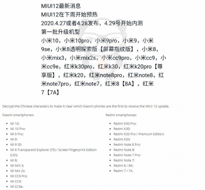 avatar.png MIUI 12 , Quelle 1ère Fournée en Chine ?