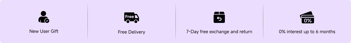 New user gifts, free delivery, seven days of free exchange and return, zero interest within six months.