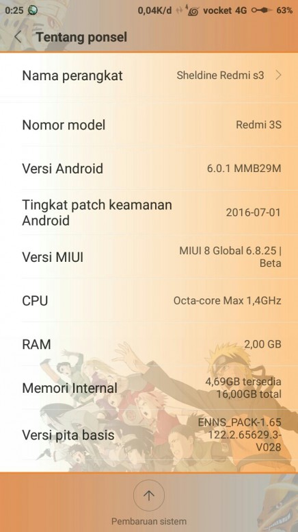 versi android redmi 3s