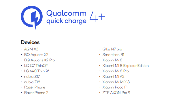 xiaomi mi 8 quick charge 4