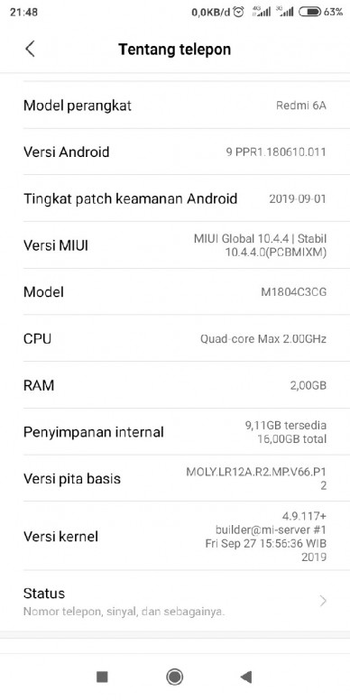 miui 10.4 4.0 redmi 6a