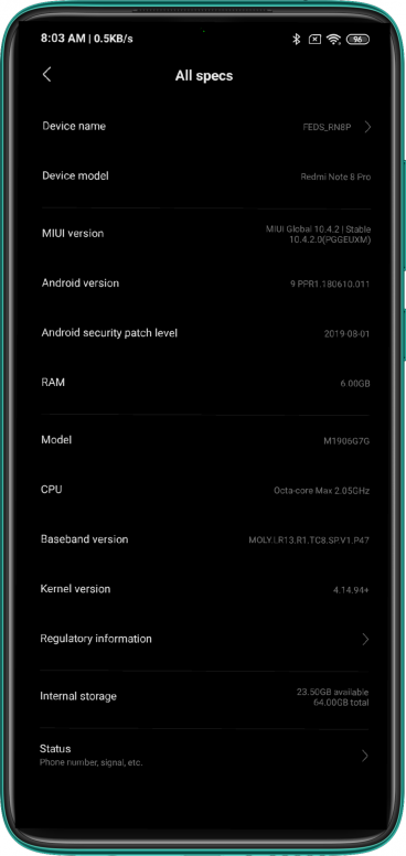 xiaomi redmi note 8 storage