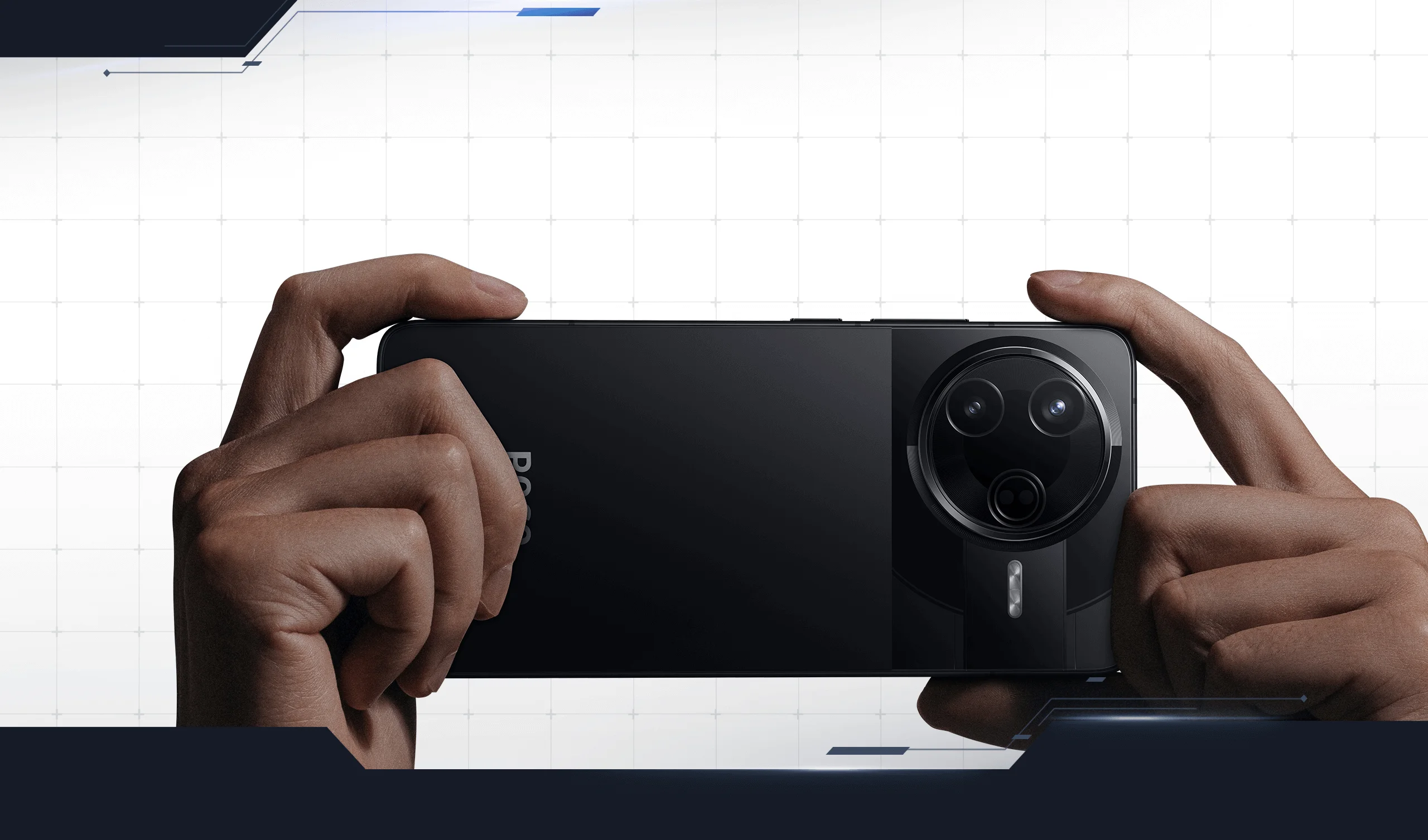 Poco F7 Pro back design showing dual-tone finish