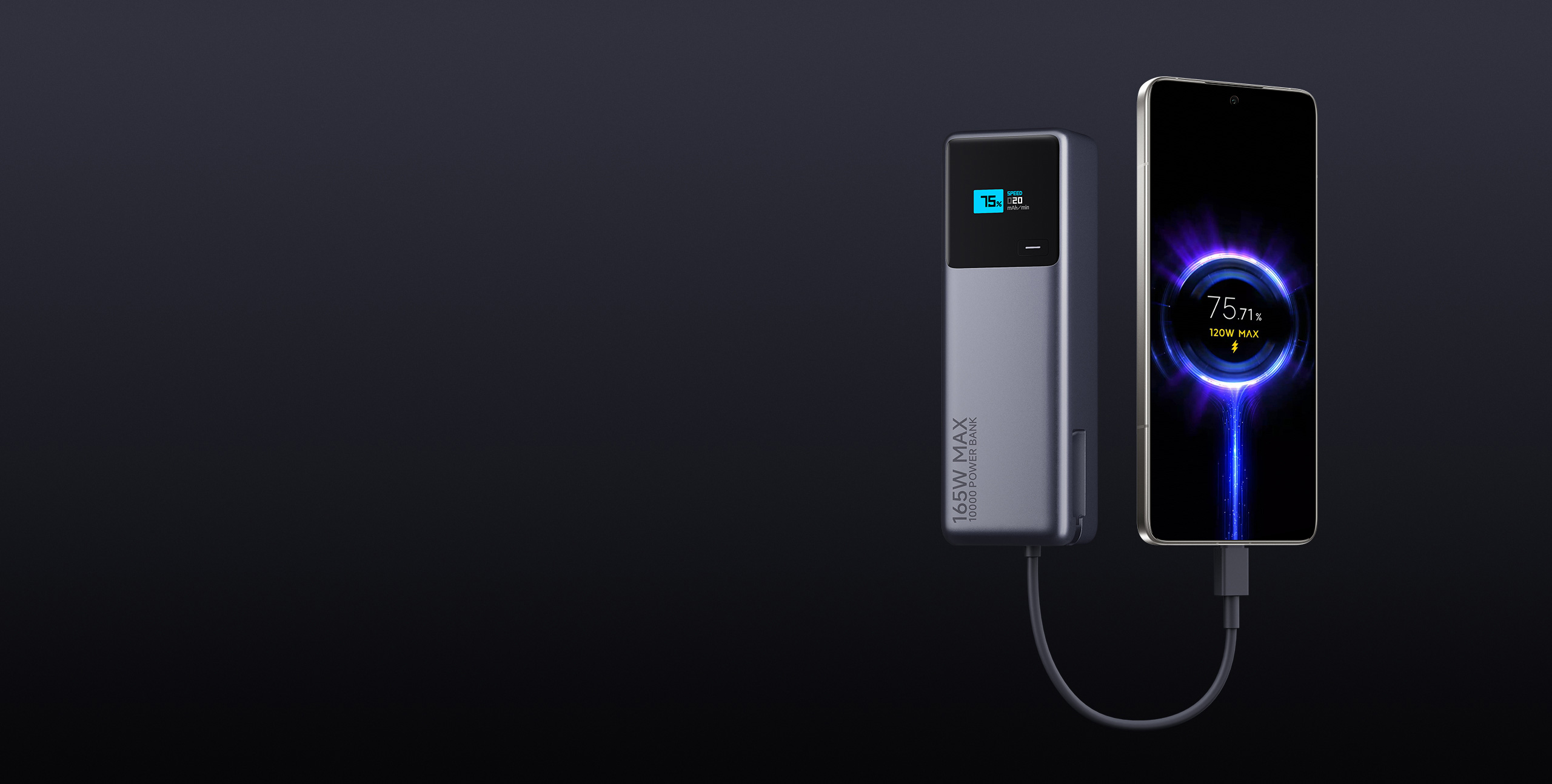 MOVESPEED Power Bank 3 In 1 10000 MAh 22.5W – Con Cavo USB-C E Spina Integrata, Display LCD, Metallo